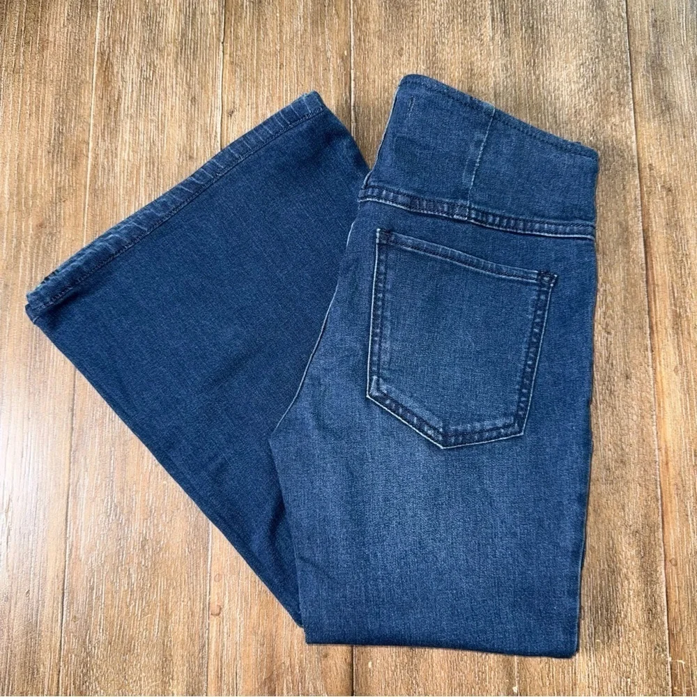 WE THE FREE Penny Pull-On Flare Jeans Dark Blue Boho low Ris Retro